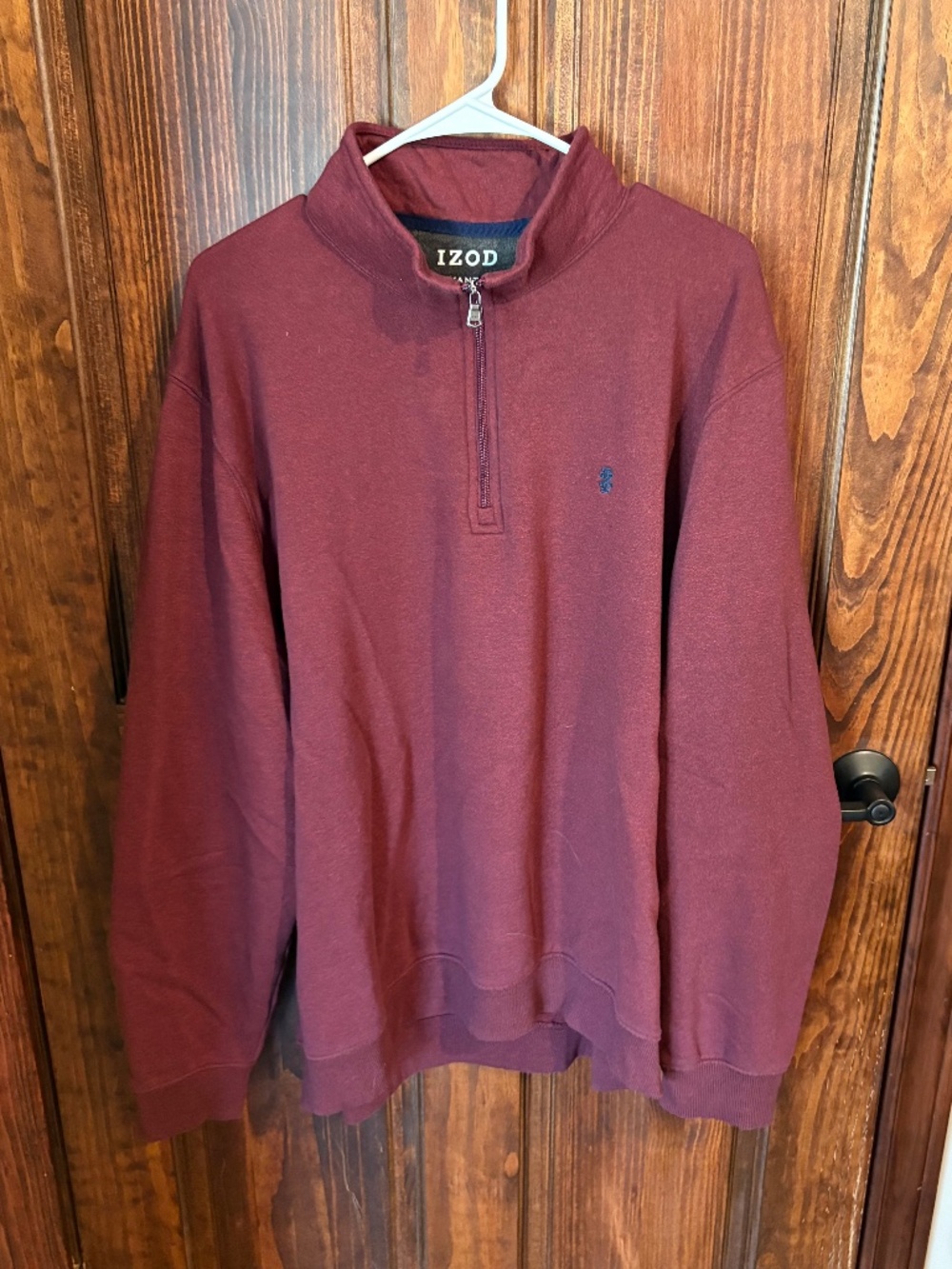 IZOD Advantage performance stretch 2XL quarter zip pullover velvet maroon color